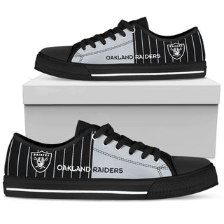 Simple Design Vertical Stripes Oakland Raiders Low Top Shoes