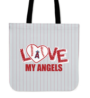 Love My Los Angeles Angels Vertical Stripes Pattern Tote Bags