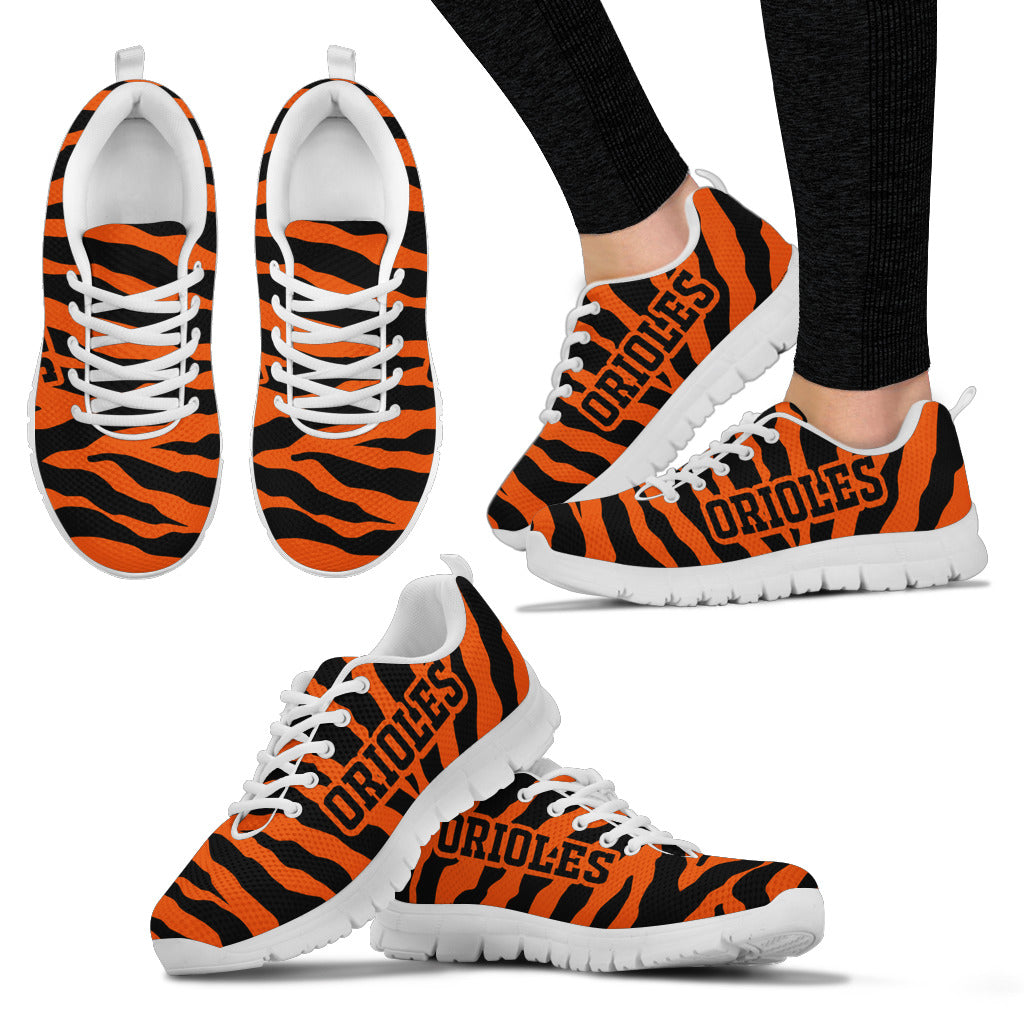 Tiger Skin Stripes Pattern Print Baltimore Orioles Sneakers