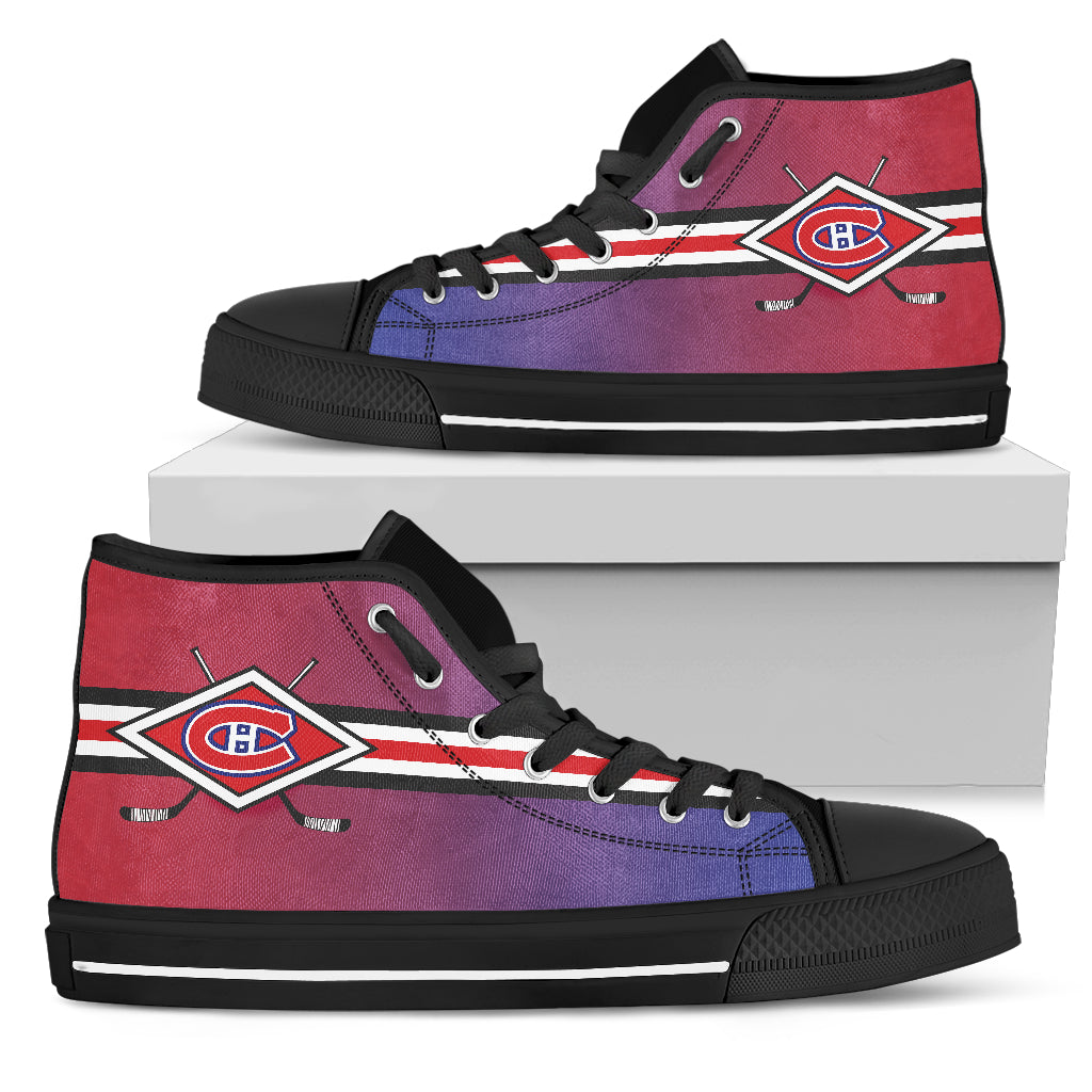 Double Stick Check Montreal Canadiens High Top Shoes