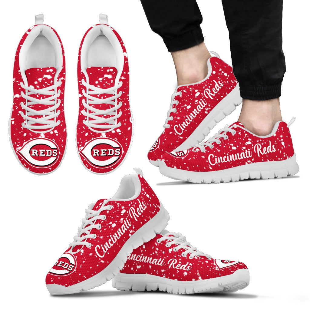 Christmas Snowing Incredible Pattern Cincinnati Reds Sneakers