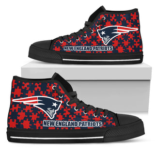 Puzzle Logo With New England Patriots High Top Shoes