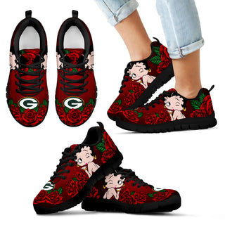Sweet Rose With Betty Boobs For Green Bay Packers Sneakers