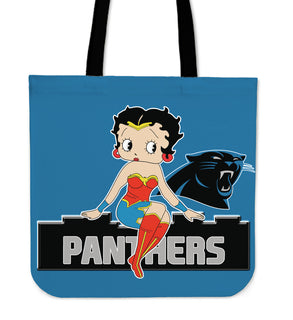 Wonder Betty Boop Carolina Panthers Tote Bags