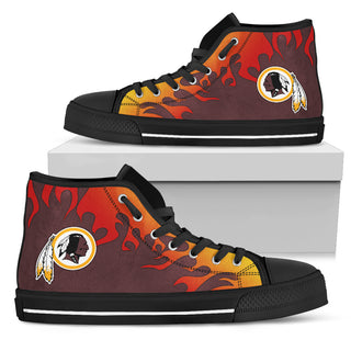Fire Burning Fierce Strong Logo Washington Redskins High Top Shoes
