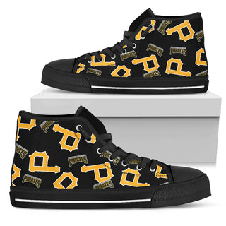 Script Logo Pattern Pittsburgh Pirates High Top Shoes