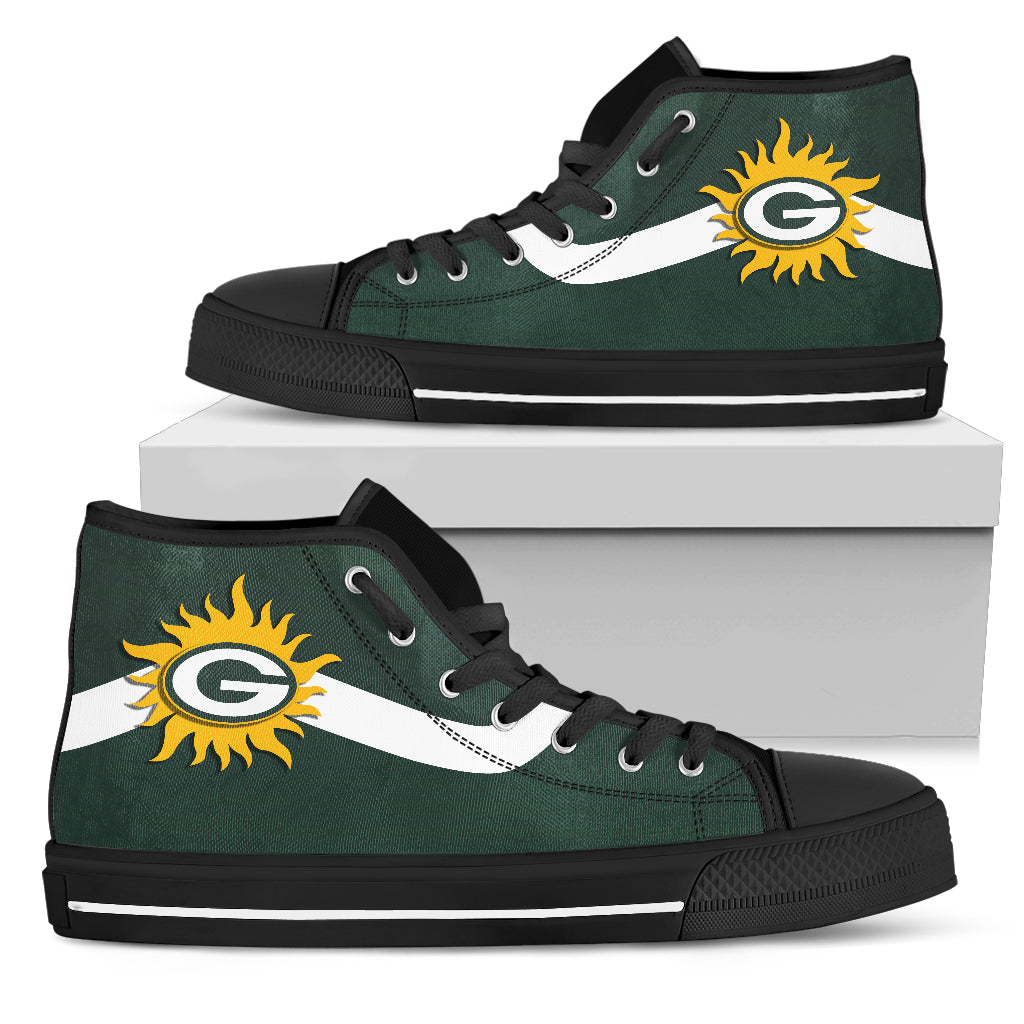 Simple Van Sun Flame Green Bay Packers High Top Shoes