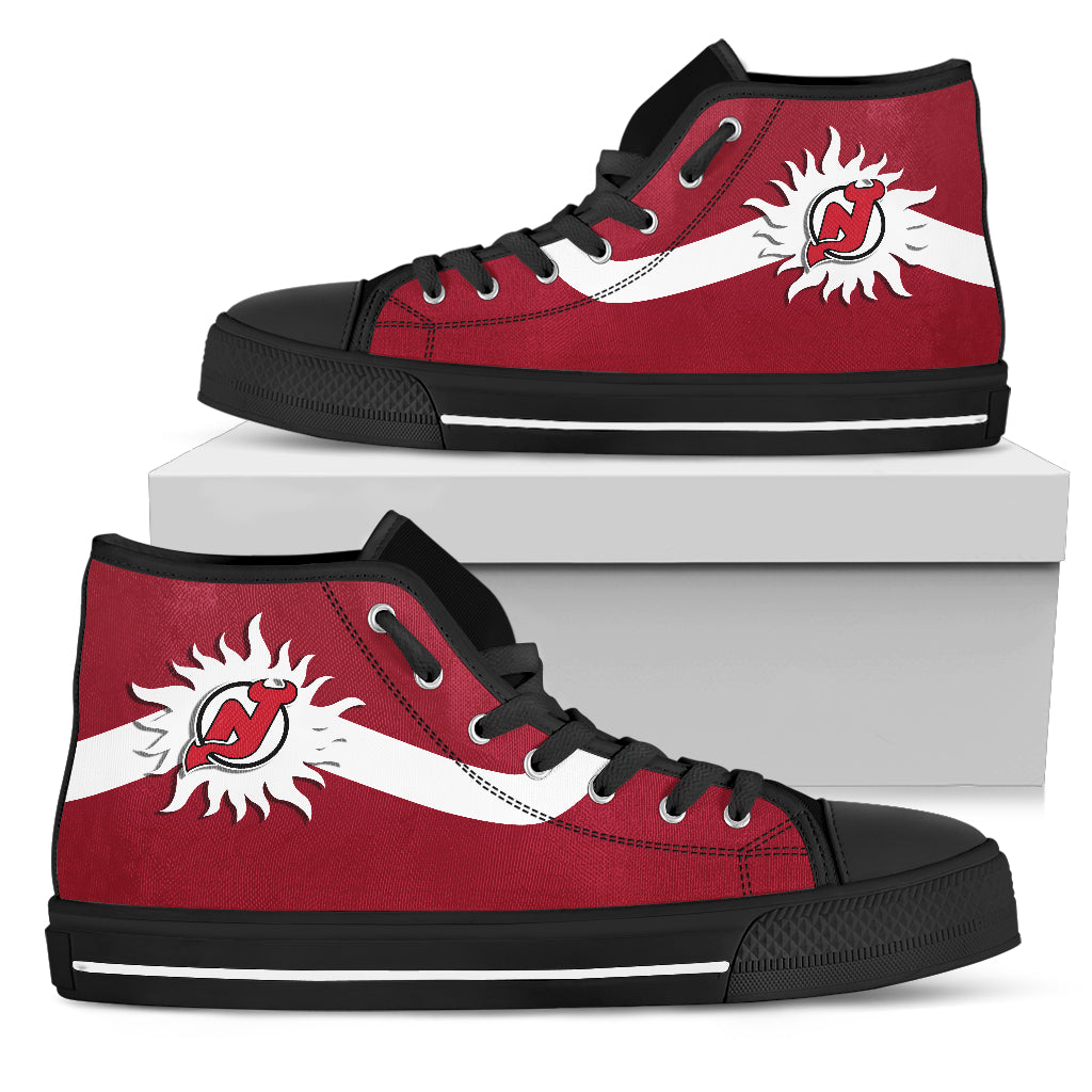 Simple Van Sun Flame New Jersey Devils High Top Shoes