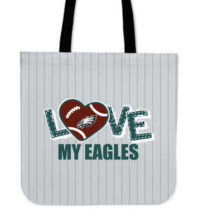 Love My Philadelphia Eagles Vertical Stripes Pattern Tote Bags