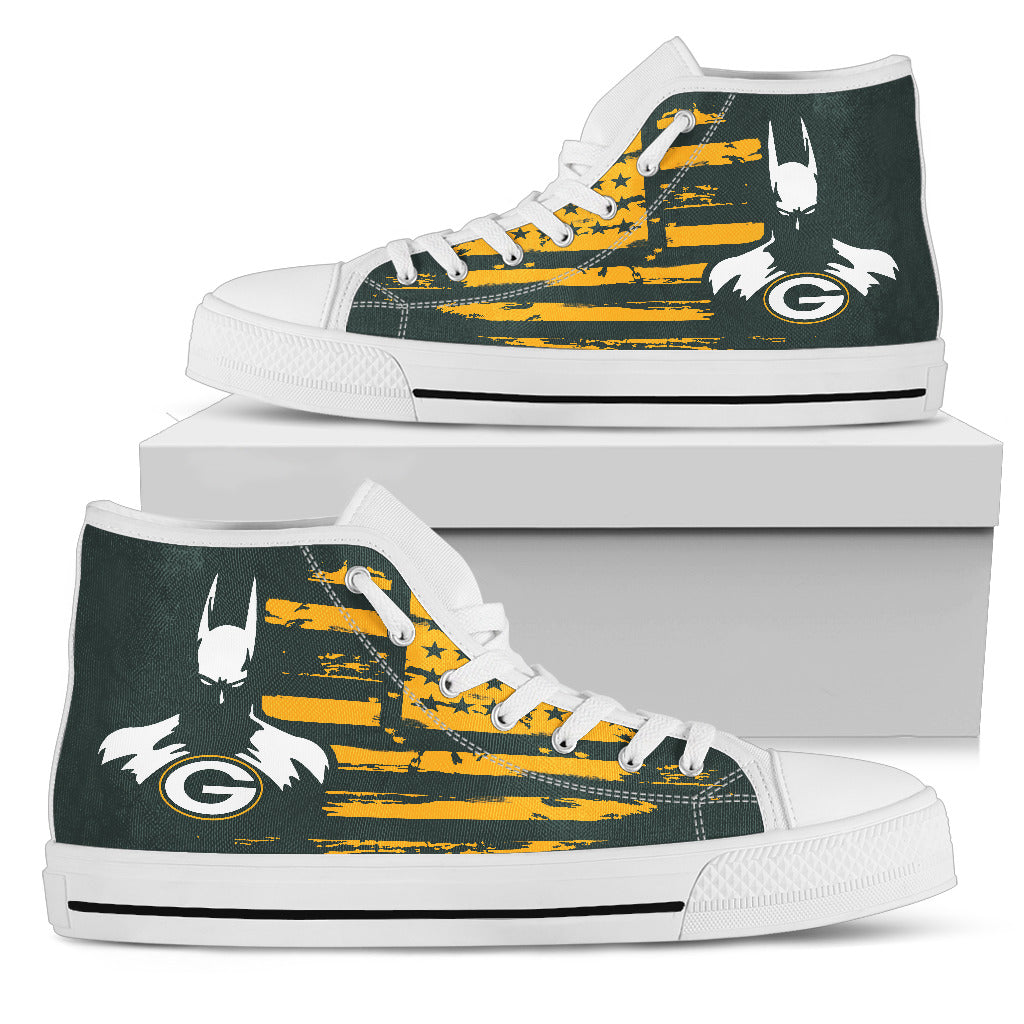 Batman Style Big Green Bay Packers High Top Shoes
