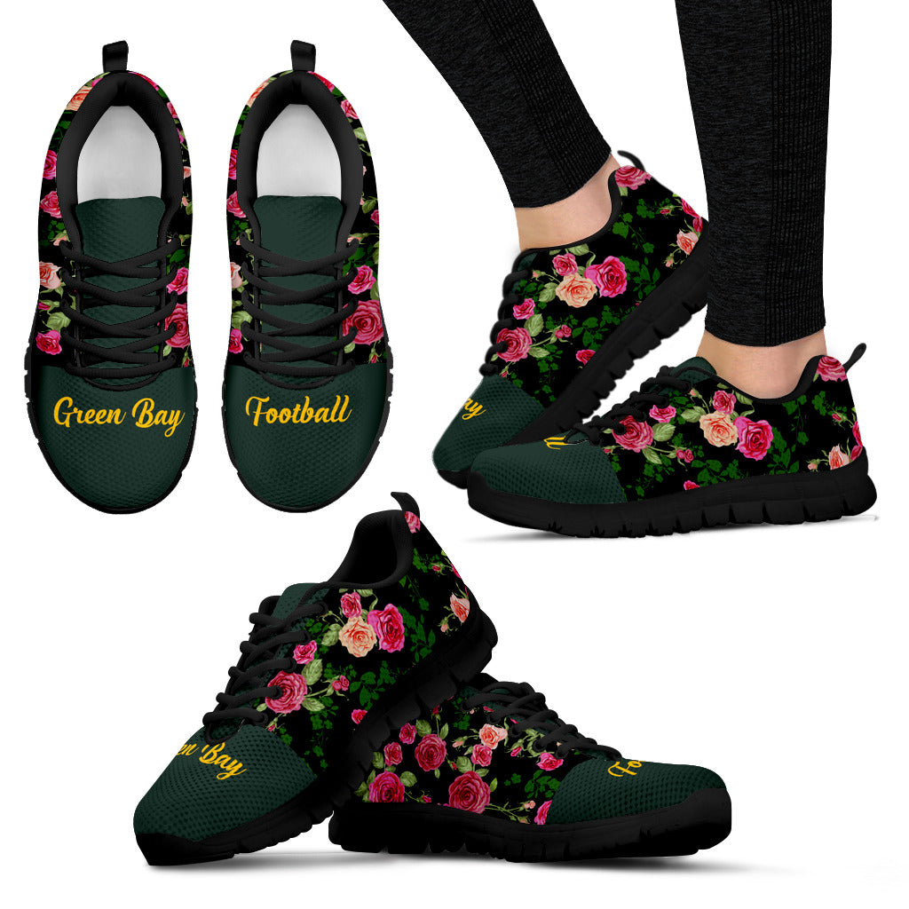 Vintage Floral Name Green Bay Packers Sneakers