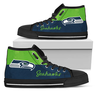 Divided Colours Stunning Logo Seattle Seahawks High Top Shoes