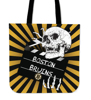 Clapper Film Skull Boston Bruins Tote Bags