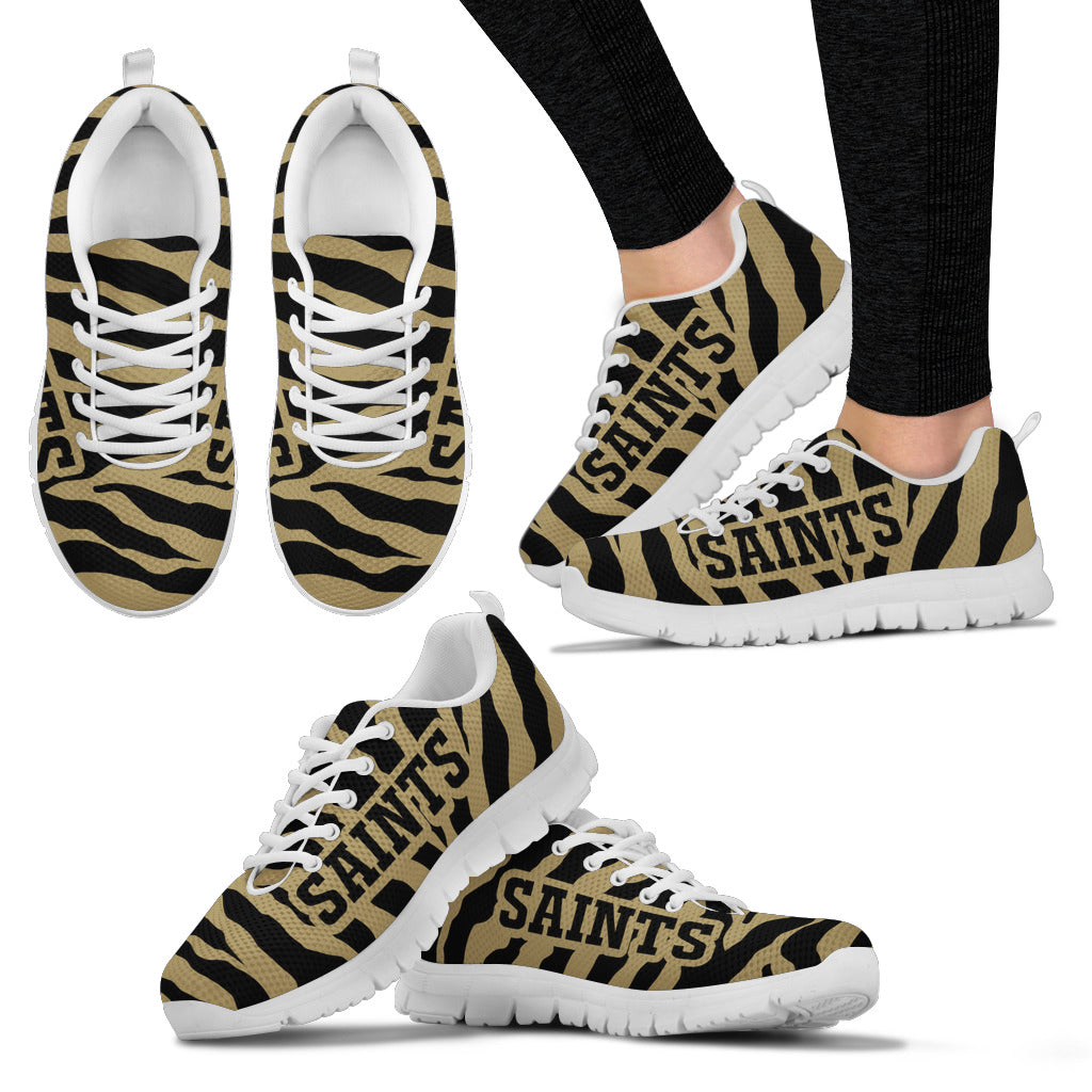 Tiger Skin Stripes Pattern Print New Orleans Saints Sneakers