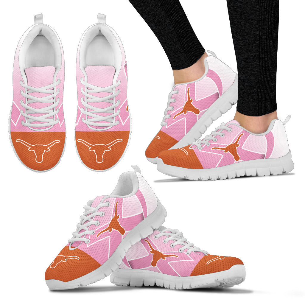 Texas Longhorns Cancer Pink Ribbon Sneakers