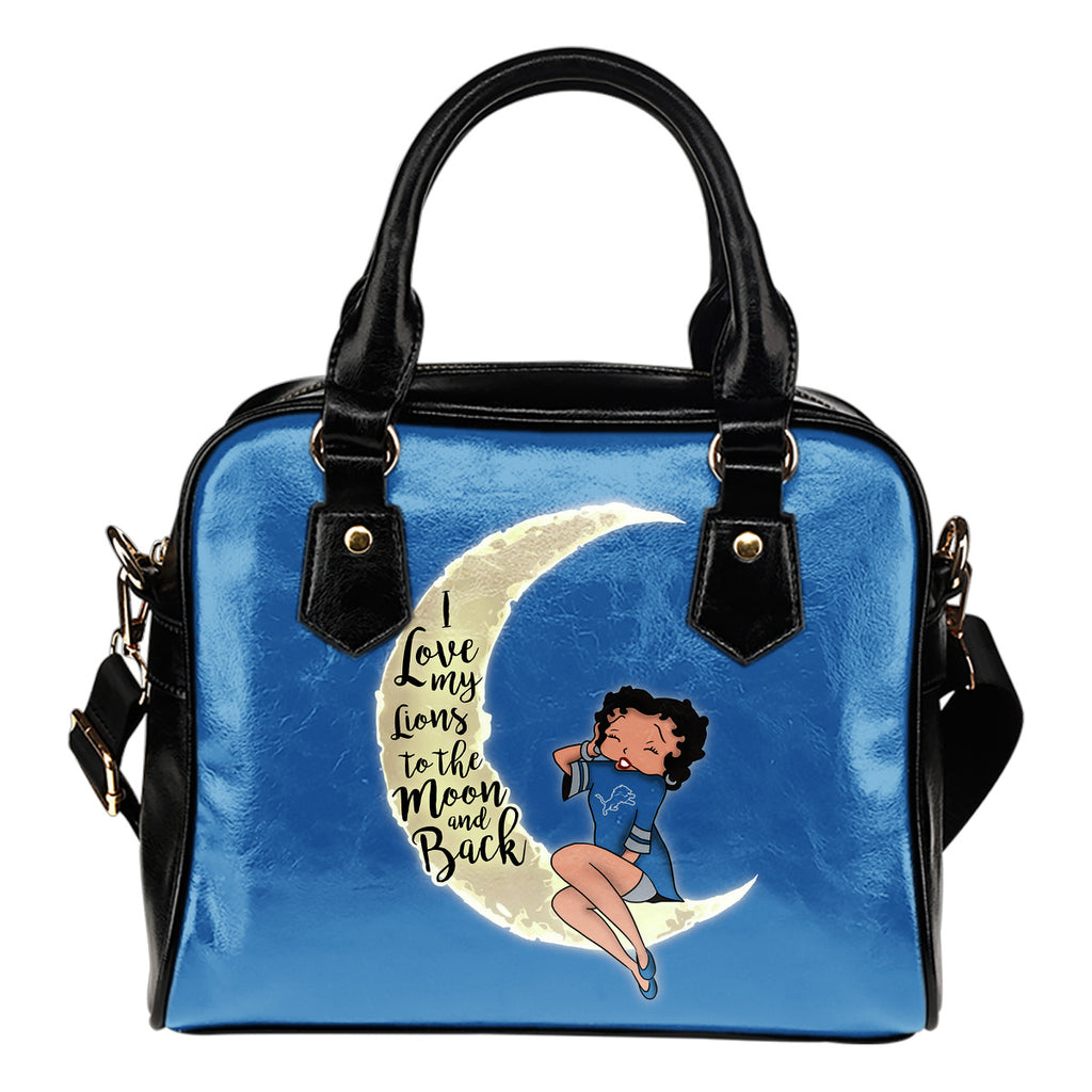 BB I Love My Detroit Lions To The Moon And Back Shoulder Handbags Women Purse