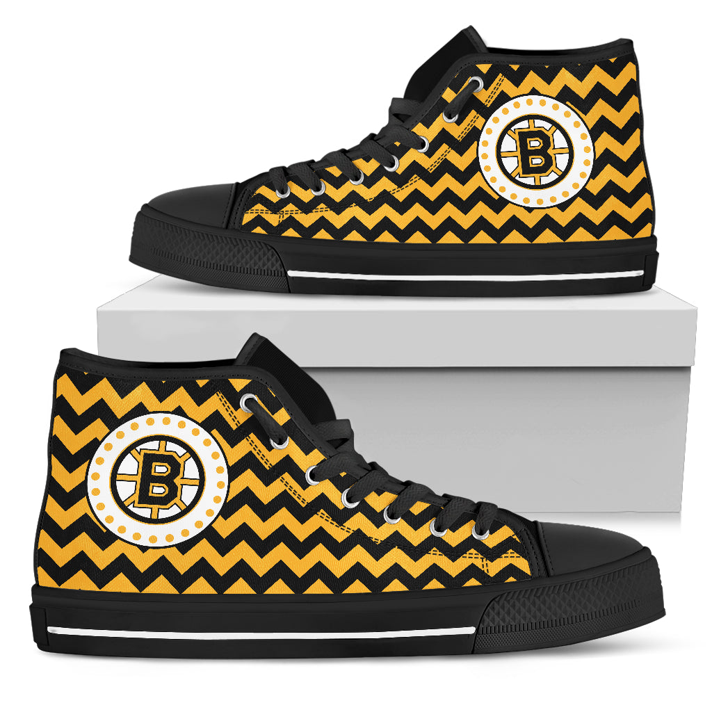 Chevron Broncos Boston Bruins High Top Shoes
