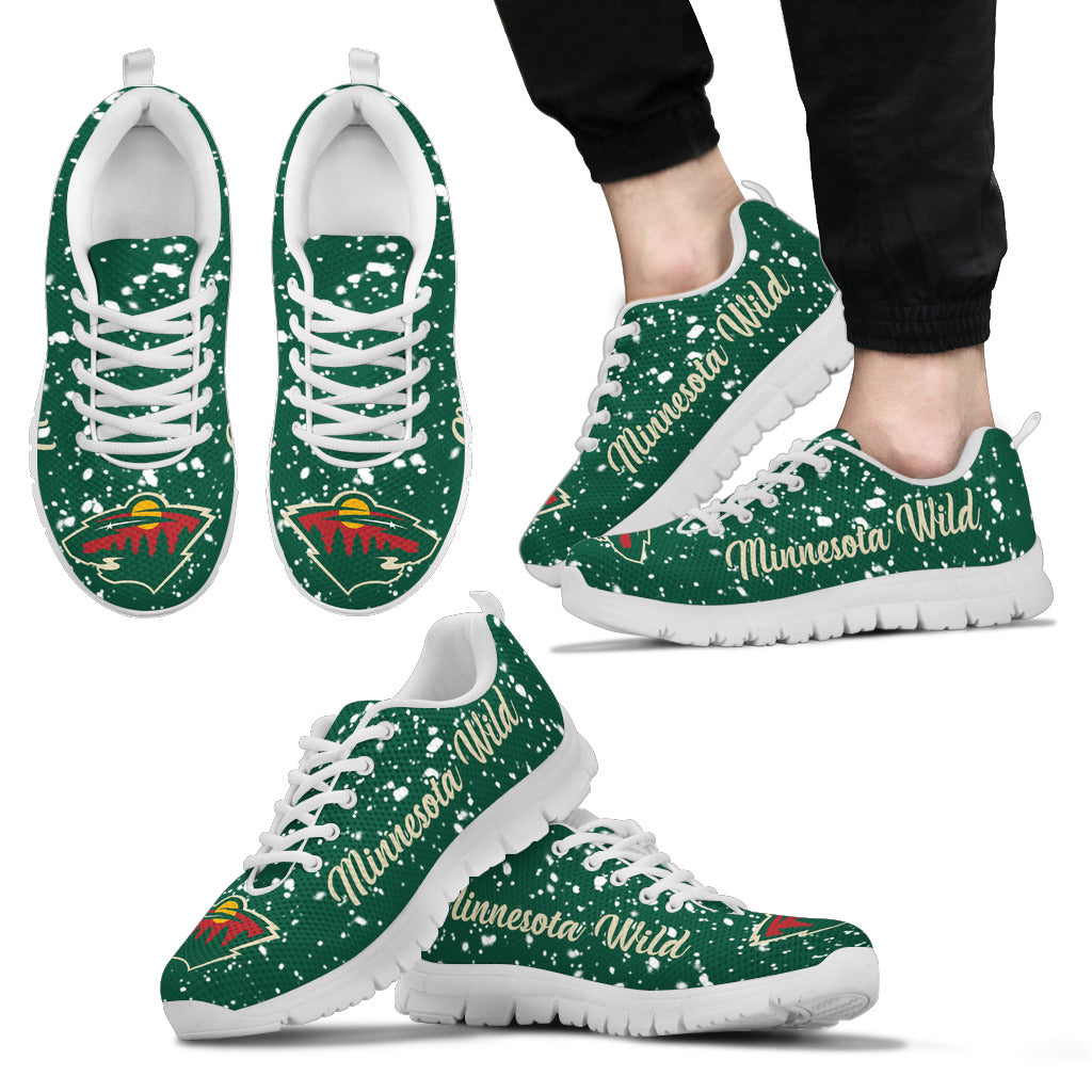 Christmas Snowing Incredible Pattern Minnesota Wild Sneakers