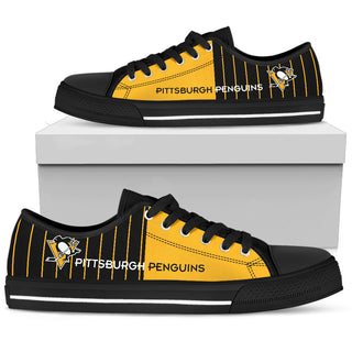 Simple Design Vertical Stripes Pittsburgh Penguins Low Top Shoes
