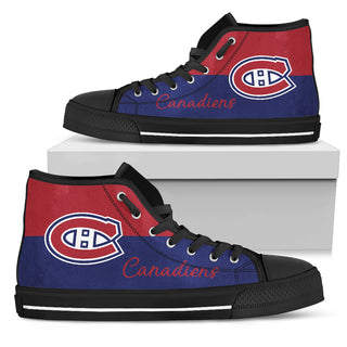 Divided Colours Stunning Logo Montreal Canadiens High Top Shoes