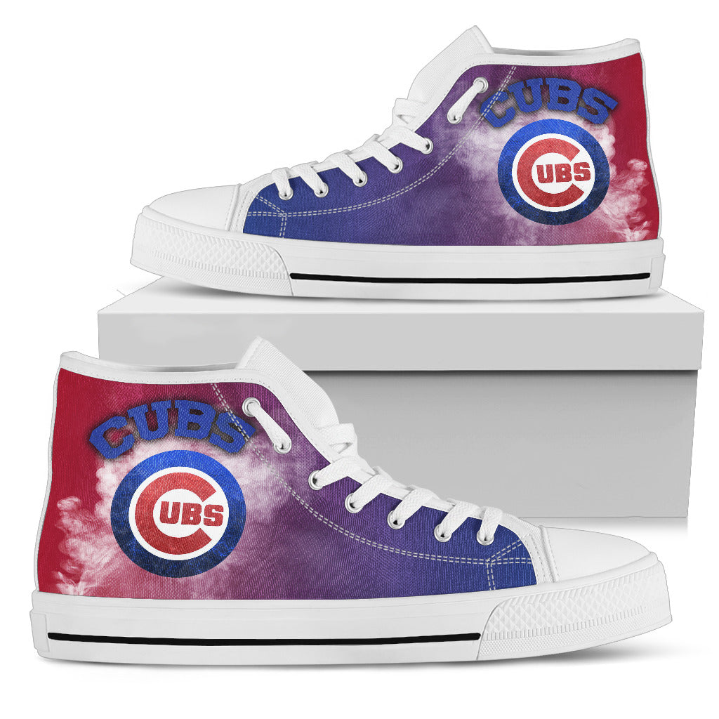 White Smoke Vintage Chicago Cubs High Top Shoes