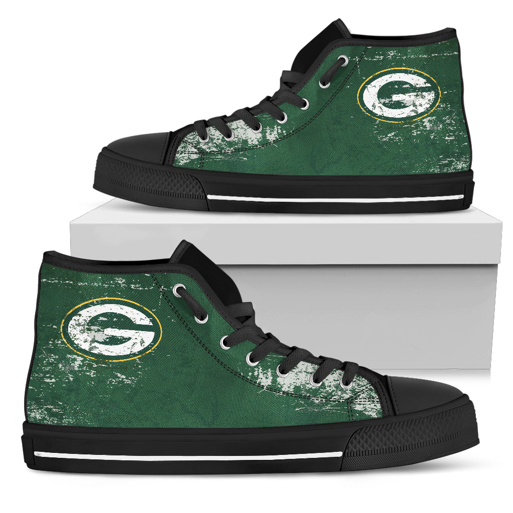 Grunge Vintage Logo Green Bay Packers High Top Shoes