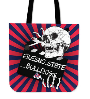Clapper Film Skull Fresno State Bulldogs Tote Bags