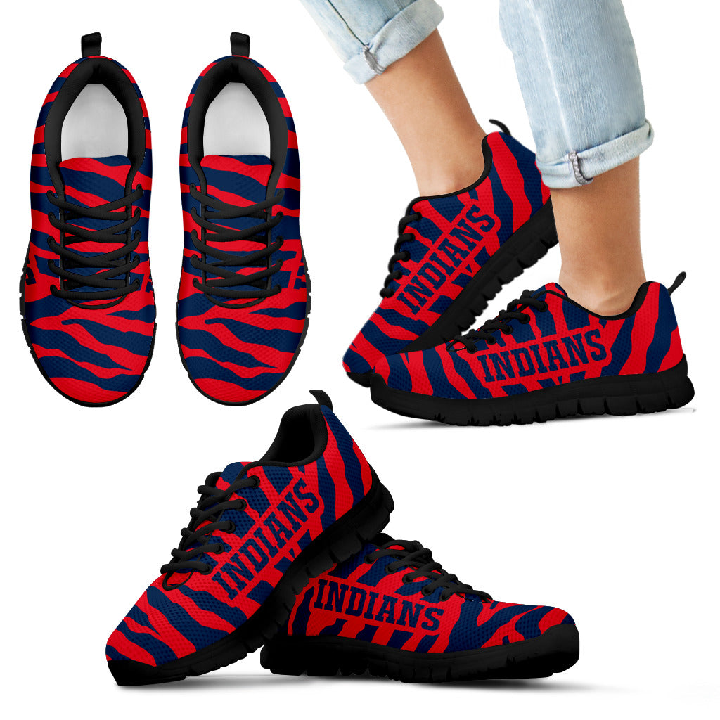 Tiger Skin Stripes Pattern Print Cleveland Indians Sneakers