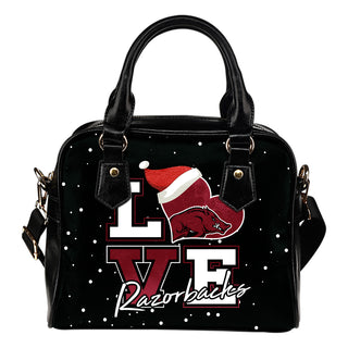Love Word Christmas Sweet Arkansas Razorbacks Shoulder Handbags