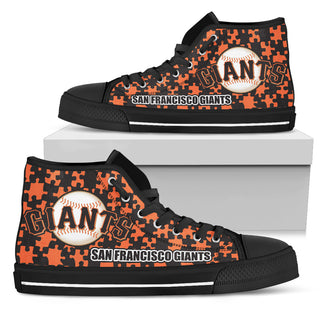 Puzzle Logo With San Francisco Giants High Top Shoes