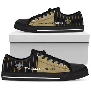 Simple Design Vertical Stripes New Orleans Saints Low Top Shoes