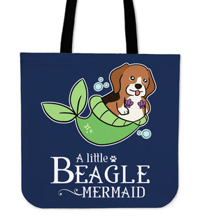 A Little Beagle Mermaid Tote Bag