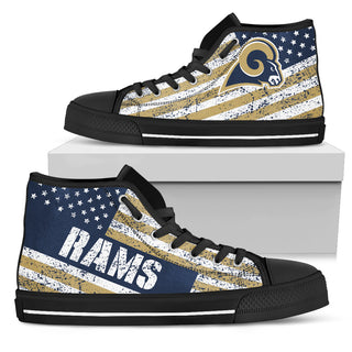 America Flag Italic Vintage Style Los Angeles Rams High Top Shoes