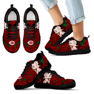 Sweet Rose With Betty Boobs For Cincinnati Reds Sneakers