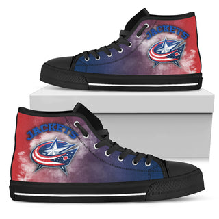 White Smoke Vintage Columbus Blue Jackets High Top Shoes