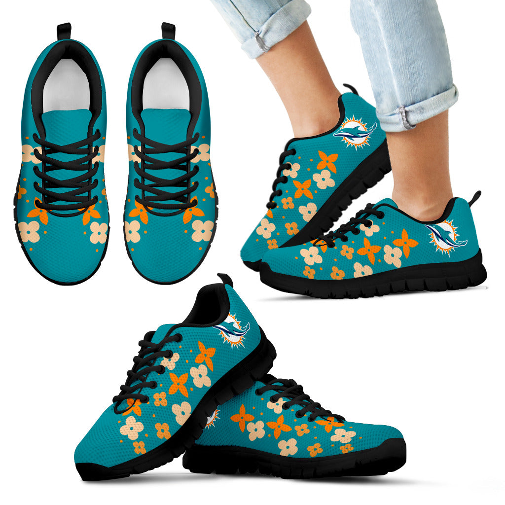 Flowers Pattern Miami Dolphins Sneakers
