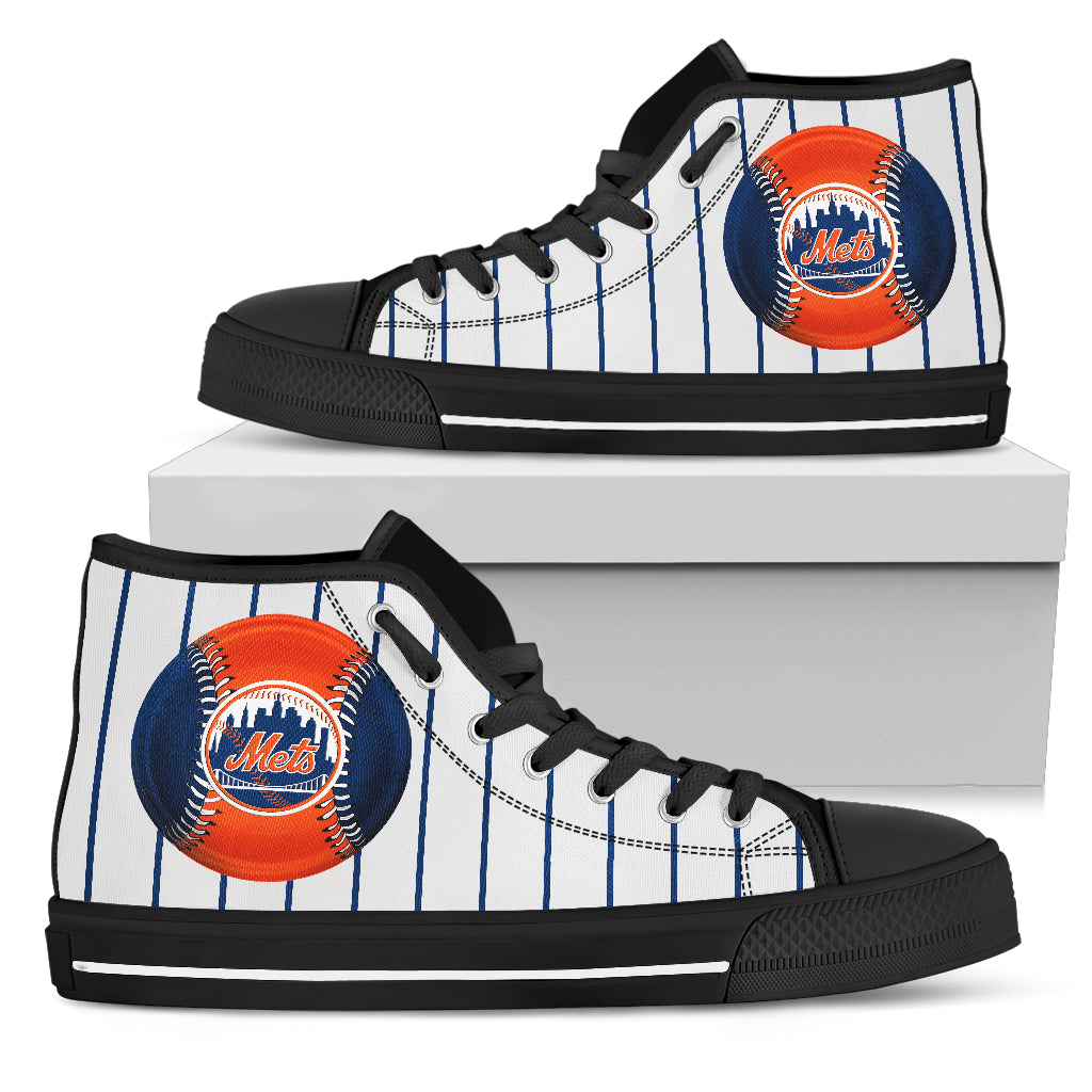 Straight Line With Deep Circle New York Mets High Top Shoes