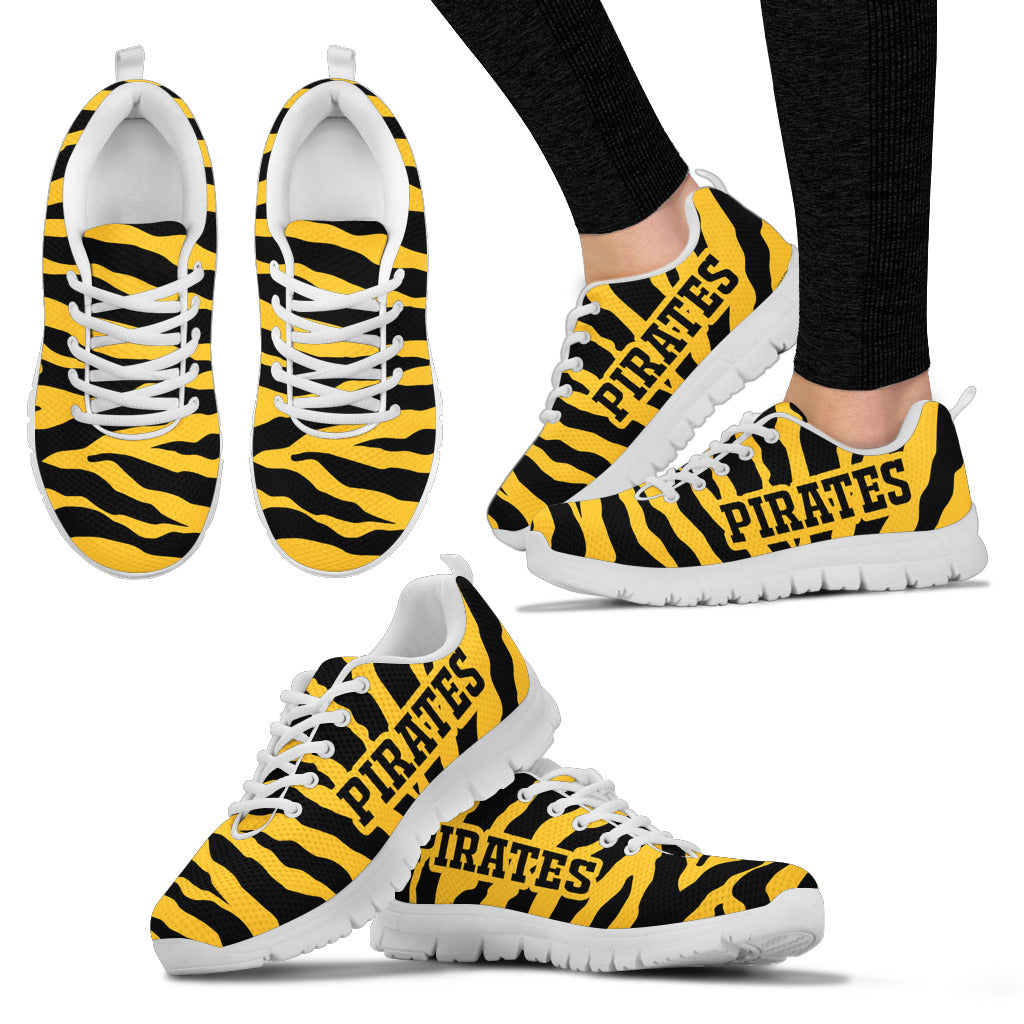 Tiger Skin Stripes Pattern Print Pittsburgh Pirates Sneakers