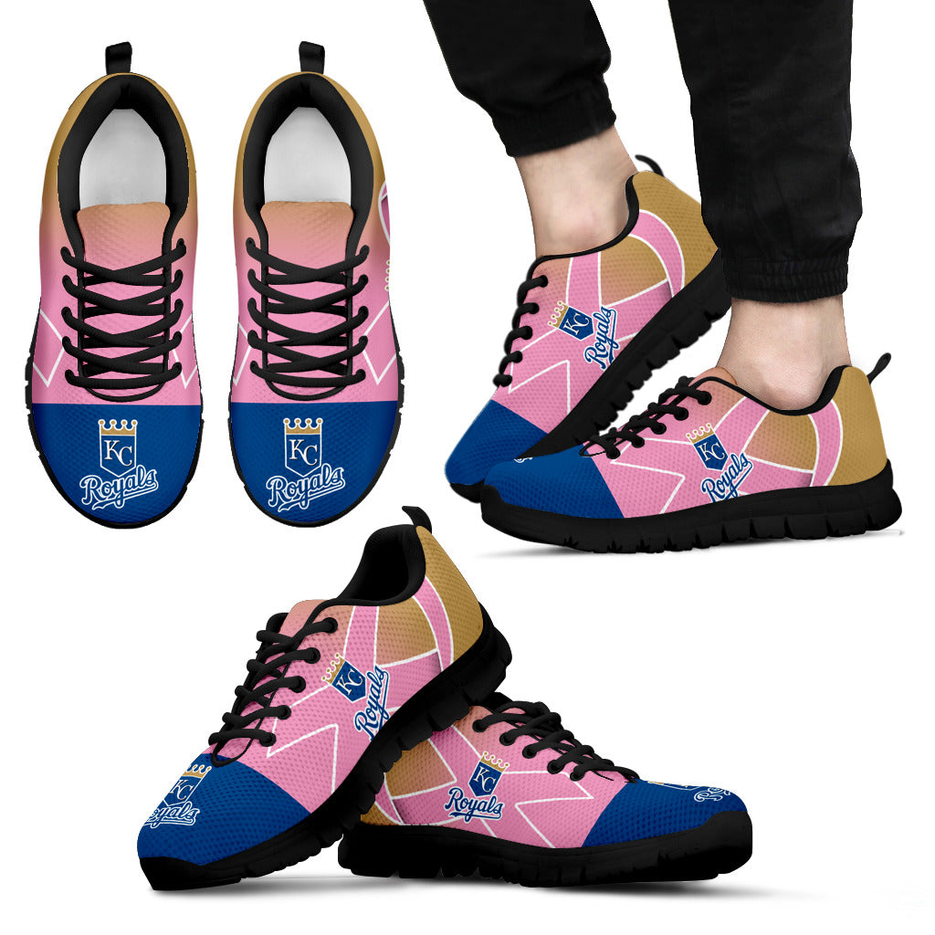 Kansas City Royals Cancer Pink Ribbon Sneakers
