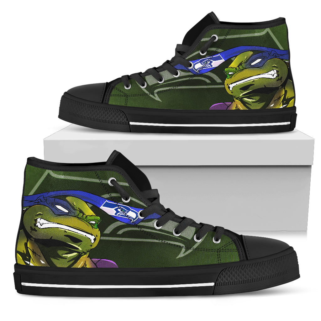 Turtle Seattle Seahawks Ninja High Top Shoes
