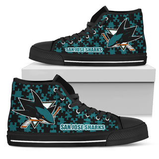 Puzzle Logo With San Jose Sharks High Top Shoes