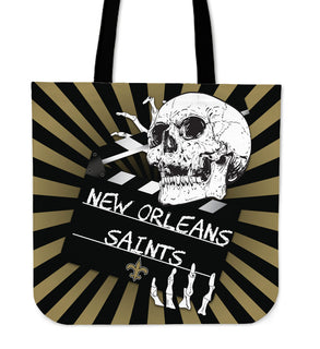 Clapper Film Skull New Orleans Saints Tote Bags