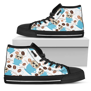 Coffee Labrador Fabric Pattern High Top Shoes