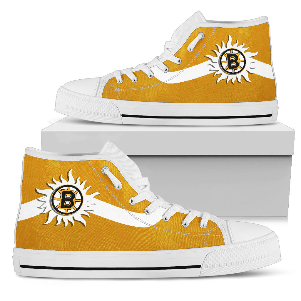 Simple Van Sun Flame Boston Bruins High Top Shoes