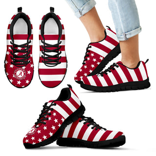 America Flag Logo Bottom Stripes Alabama Crimson Tide Sneakers