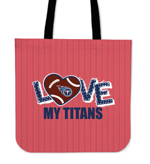Love My Tennessee Titans Vertical Stripes Pattern Tote Bags