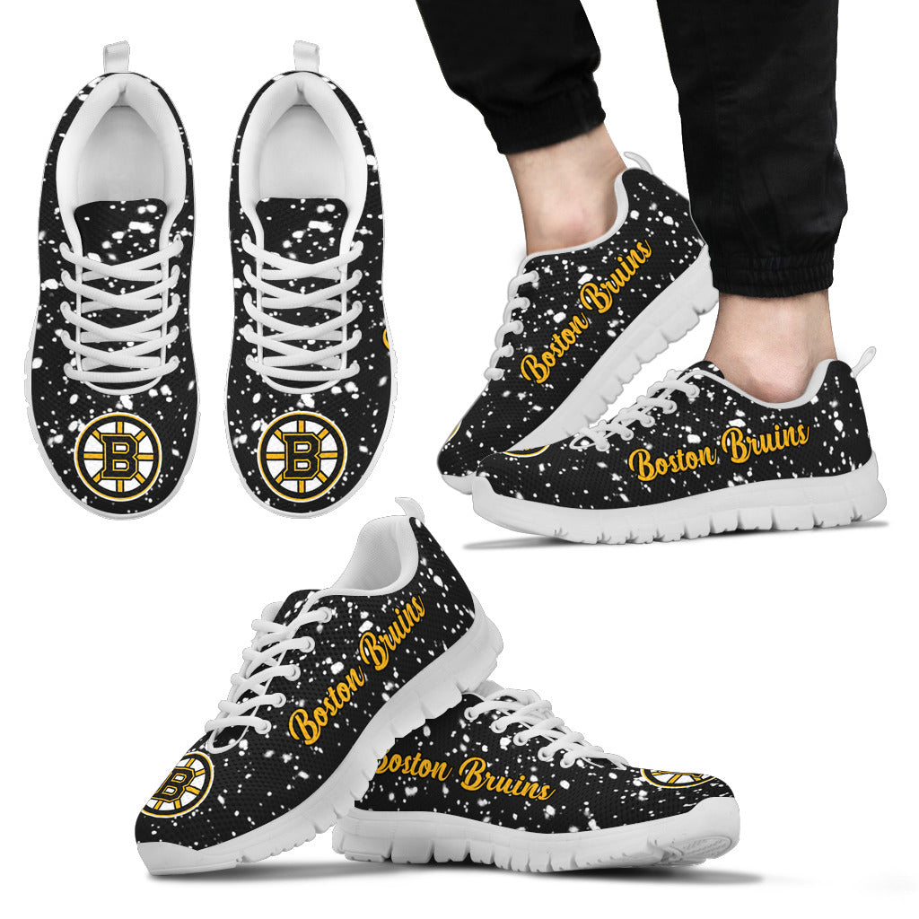 Christmas Snowing Incredible Pattern Boston Bruins Sneakers