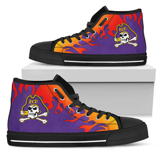 Fire Burning Fierce Strong Logo East Carolina Pirates High Top Shoes