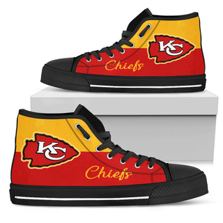 Divided Colours Stunning Logo Kansas City Chiefs High Top Shoes