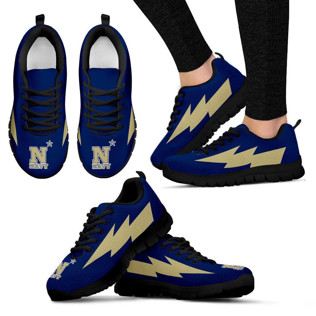 Funny Style Navy Midshipmen Sneakers Thunder Lightning Amazing Logo